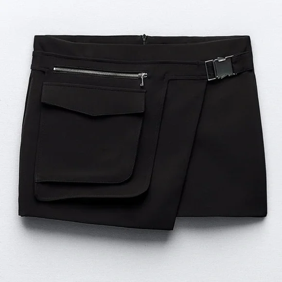 NEW! Zara Black Skirt with Asymmetrical Pocket - Picture 2 of 11